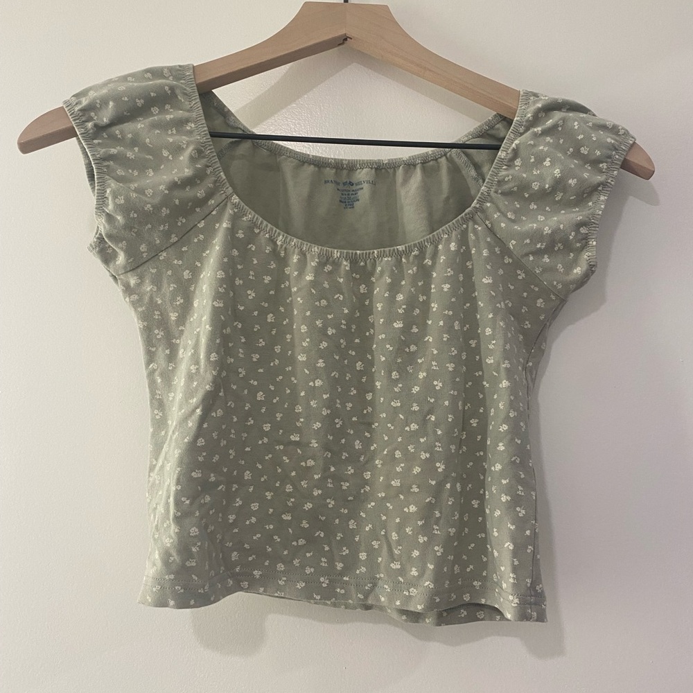 Brandy Melville Olive Floral Blouse